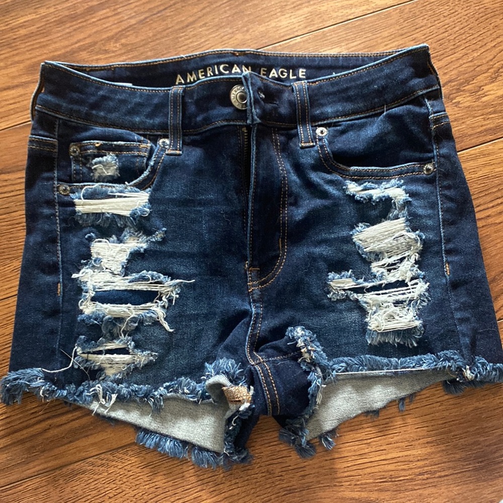 American eagle outfitters like new jean shorts size 2 high wasted dark wash